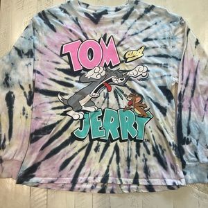 Tom and Jerry long sleeve tie dye shirt oversized YM